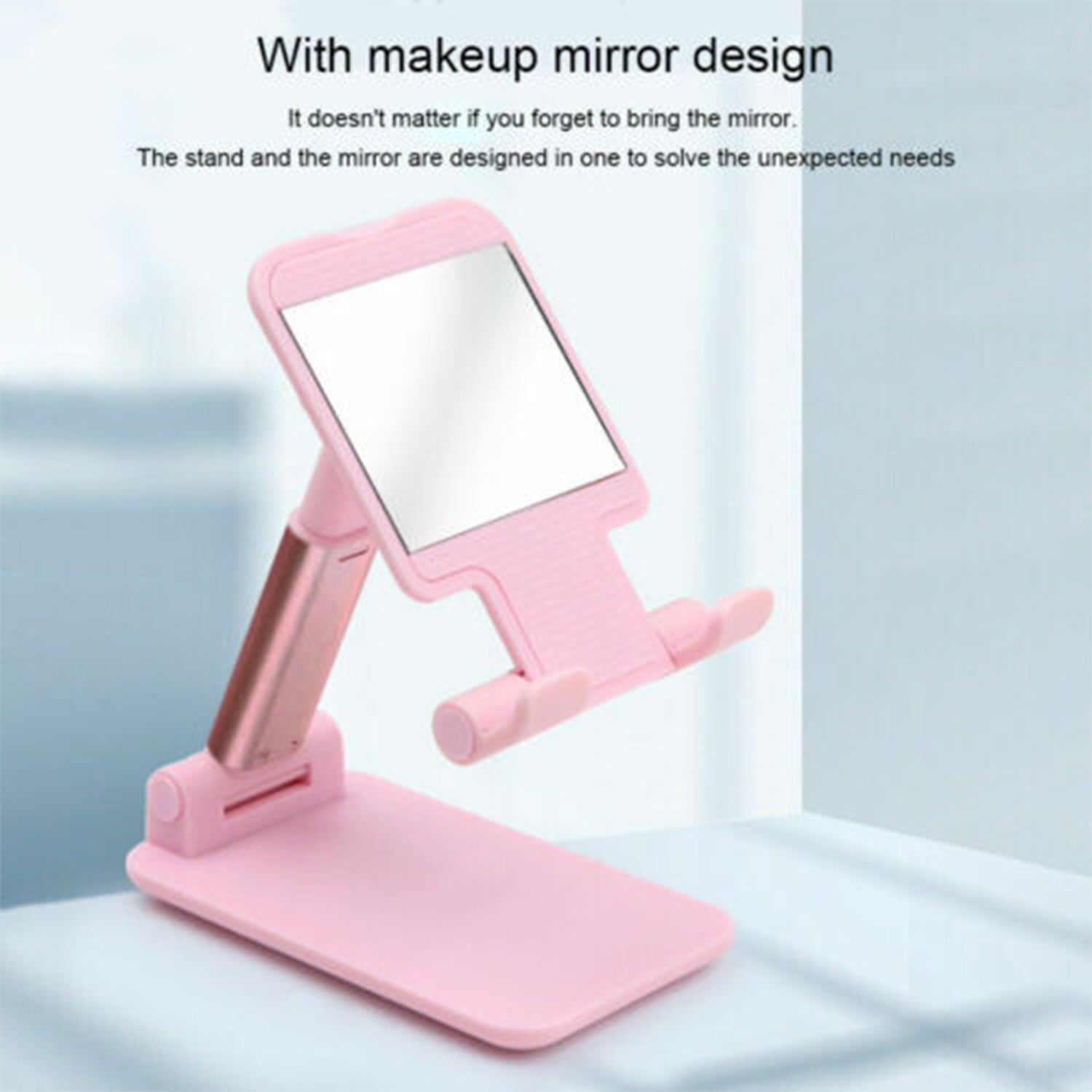 6636 Desktop Cell Phone Stand Phone Holder with mirror Full 3-Way Adjustable Phone Stand for Desk Height + Angles Perfect As Desk Organizers and Accessories. DeoDap 6636 Desktop Cell Phone Stand Phone Holder with mirror Full 3-Way Adjustable Phone Stand for Desk Height + Angles Perfect As Desk Organizers and Accessories. DeoDap